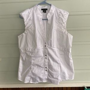 Apostrophe Stretch White Blouse, Size XL